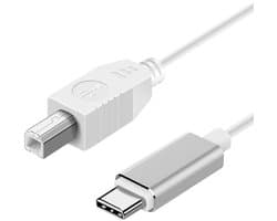 USB-C naar USB-B Midi adapter audio kabel geschikt voor o.a. printer, scanner, keyboard en andere instrumenten - 1 meter - wit