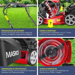 Benzine Grasmaaier 3-in-1 met Mulchfunctie en Duwfunctie | 51 cm Maaibreedte, 8-Standen Maaihoogte en 65L Opvangbak — thumbnail 3