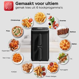Turbotronic AF-500D - Dubbele Airfryer - 11L - Airfryer XXL - Heteluchtfriteuse - Dual Heating - 50ºC tot 200ºC - 6 Kookprogramma's - Zwart — thumbnail 7