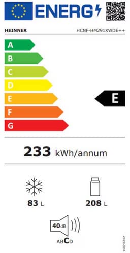 Heinner HCNF-HM291XWDE++ Koel-vriescombinatie met Waterdispenser – 291 L – Total No Frost – Elektronische Temperatuurregeling – Zilver – 5 Jaar Garantie — thumbnail 2