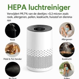 Luchtreiniger – HEPA H11 Filter – Ionisator – Aromatherapie – Stil 25dB – 4 Snelheden – 360° Inlaat – Timer – Verwijdert 99,9% Stof, Geur, Allergenen, Rook, Huisdierhaar – Slimme Sensor – Voor Slaapkamer/Woonkamer — thumbnail 1