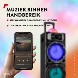 Karaoke set - Fenton LIVE290 Party speaker met microfoons en discolamp - Met Bluetooth - 300W — thumbnail 4