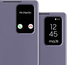 Avizar Leren etui Geschikt voor Samsung Galaxy S25 Ultra Display Venster Raamkaarthouder, Lavendel — thumbnail 6