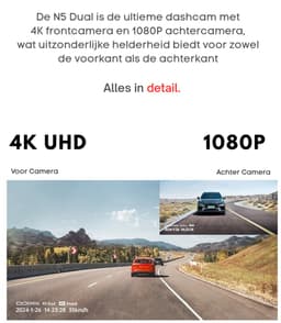 Dashcam Auto met Voor en Achter Camera - 4K HD Beeld - GPS - DDPAI — thumbnail 4