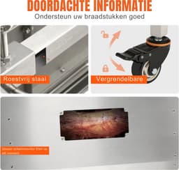 Rotisserie draaispit - RVS Rotisserie 60 kg - In Hoogte Verstelbaar - Oven - Motor - Elektrische Grill met Deksel & Accessoires — thumbnail 5