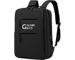 Globe & Co Reis Rugzak met Laptopvak - 42 x 30 x 12 CM - Reistas - Laptop Tas t/m 15.6 Inch - Schooltas - Zwart