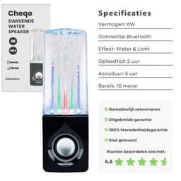 Cheqo® Dansende Water Bluetooth Speaker Draadloos - 6W Geluid - LED Lichtshow - Draadloos en Waterdicht — thumbnail 2