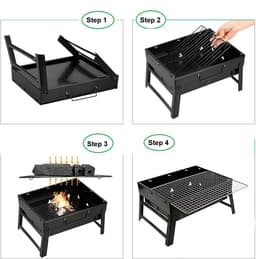 SMH LINE® Opvouwbaar Houtskoolbarbecue - Draagbaar Barbeque - Camping Grill - 43x29x22 (LxBxH) - Tafelbarbecues — thumbnail 5