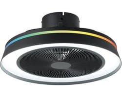 EGLO Vallonia Plafondventilator met lamp - Ø 48 cm - 3 snelheden - Instelbaar wit licht - RGB - Dimbaar - DC energy saving - Zwart — afbeelding 1