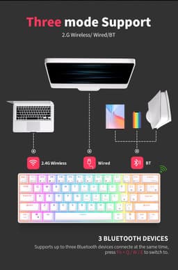 Royal Kludge RK61 - Mechanisch Gaming Toetsenbord - Draadloos - Ergonomisch - RGB - Red Switch — thumbnail 7