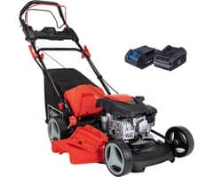 Scheppach MS150-46E Benzine grasmaaier - 150cc - 9PK - 46cm maaibreedte - in maaihoogtes instelbaar: 25-75mm - 55L opvangbak (met accu)
