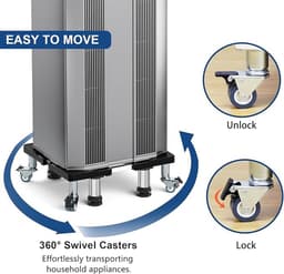 Wasmachine, sokkel onderstel met 4 poten + 4 wielen voor wasmachine, droger, koelkast, vriezer, verstelbaar roestvrij stalen platform (instelbaar: 54,5-67 cm) — thumbnail 4