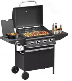 Betaalbare Gas BBQ 15KW - Buitenkeuken - Barbecue - 4+1 branders en zijbrander - Goede kwaliteit - Stevig - EU gecertificeerd - Zwart — thumbnail 1