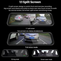 Geschikt voor Upgrade 10'' Mirror Dash Cam Voor- en Achteruitrijcamera Nachtzicht 1080P Achteruitrijcamera FHD Full Touchscreen Autorecorder met Loop Recording, G-Sensor, Parkeermonitor — thumbnail 4
