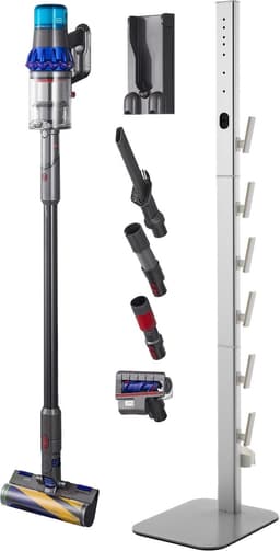 Stofzuigerstandaard 126 Cm, Compatibel met Dyson G5 V15 V12 V11 V10 V8 V7 V6-Serie, Standaard voor Stofzuigers & Accessoires, Vloerstandaard met 6 Haken En Antislip Voetpads, Zilver — thumbnail 1