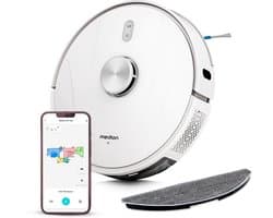 MEDION robotstofzuiger met lasernavigatie en wisfunctie X41 SW (krachtige 8000Pa zuigkracht, 2in1 robotstofzuiger, nauwkeurig in kaart brengen, Go & No Go zones, meerdere vloeren)