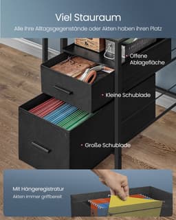 computertafel-Bureau met stoffen laden-met monitorstandaard-LED-verlichting-5 x 120 x 90 cm-zwart — thumbnail 3