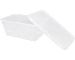 PP Magnetron Bakjes / Microgolfoven rechthoekig. 1000 ml. met deksel. transparant per 200 stuks