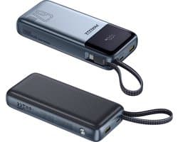 2x Phreeze 67W Powerbank voor Laptop - 65W Input & 67W Output - Vaste USB-C Kabel & LED Display - Draagbare Oplader - Externe Accu - Powerbank 20000 mAh