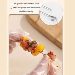 Kebabrek voor airfryer - Antiaanbakgrill - Kebabset met thermische circulatie - Grill voor airfryer - Met ronde ophanging - Multifunctioneel verticaal kebabrek - Geschikt voor BBQ-keuken thuis - 48 spiesen - Geschikt voor airfryer, oven, enz. - Zilve — thumbnail 5