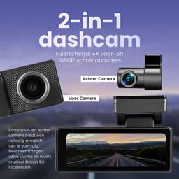 Quality4Less™ - Dashcam voor Auto - 4K Ultra HD - Voor en achter camera - Wifi & GPS - Nachtzicht - Besturing via app - 170 graden kijkhoek - G-sensor - loop recording - Incl. 64GB SD-kaart — thumbnail 3