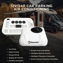 Sunster Dak Airconditioner - Air conditioning - 10000 BTU - 150-400m³/u - 1-3KW - 12V Efficiënte Koeling, Met Afstandsbediening, voor RV, camper, Vrachtwagens, Boten — thumbnail 5