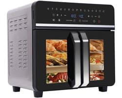 Airfryer XXL- Hete lucht friteuse - Bakken - Grillen - 2 Zones - Meerdere Compartimenten - Met receptenboek - 2200 W met LED-touchscreen- 23 Liter