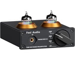 Fosi Audio BOX X2 HiFi Buis Phono Voorversterker voor MM Draaitafel met Multifunctionele Knop, Gain Verstelbaar - 3.5mm AUX Ingang en RCA Lijnuitgang