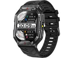 WizBay Premium Select® 2.1 inch AMOLED HD - Kompas Altitude & Barometer - LED Zaklamp - Bluetooth Bellen - Message - Dynamic Hartslag & Slaap Monitor - Bloeddruk & O2 - 100+ Sport Modi - 650mAh - Magnetic Laden - Zink Alloy Zwart Case - Zwart TPU