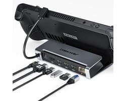 Lemorele X23L Docking Station voor Steam Deck – 6-in-1 USB-C Hub – 4K@30Hz HDMI – 100W PD – Gigabit Ethernet – USB 2.0 – Dock & Stand in één – iPad & Android Compatibel