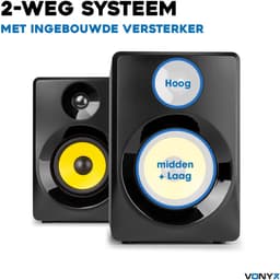 Studio Speakers Voor PC - Vonyx SMN40B - Active DJ Speakerset - 100W - 4 Inch - Zwart — thumbnail 4