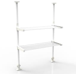 CHIWIN Magnetron Rek Uitschuifbaar - Keukenkast voor Magnetron - Magnetron Opbergrek - Magnetronkast - Keuken Organizer - met 5 S-vormige Haken - Geen Boren - voor Magnetrons, Koffiezetapparaten, Airfryers, Oven - Wit — thumbnail 9