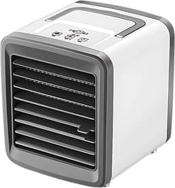 Mobiele Aircooler - Ventilator & Nachtlamp - Luchtkoeler met Waterreservoir - Verkoeling voor Thuis & Kantoor - USB Aansluiting - 3-in-1 Koelsysteem - Wit/Grijs — thumbnail 1