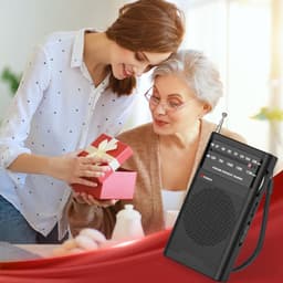 AM/FM-radio draagbaar voor thuis en buiten, transistorradio werkt op 2AA-batterijen met langeafstandsontvangst, luidspreker, transistorantenne, oortelefoonaansluiting, kleine geschenken voor senioren, ouderen - zwart — thumbnail 4