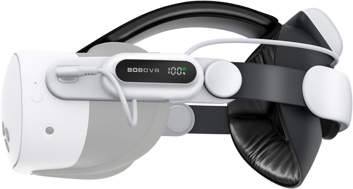 BOBOVR E3 Pro Batterijband voor Meta Quest 3 & 3S | Elite VR Hoofdband met 10.000 mAh Hot-Swap B100 Batterij | Verstelbare Comfortband met 3,5mm Audio Jack — afbeelding 1