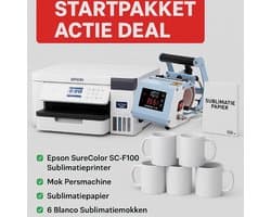 Voordeelpakket Sublimatie Startpakket Mokken Bedrukken – Epson SC-F100 – Compleet – Inclusief Mokpers, Mokken & Accessoires