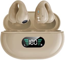 Draadloze oordopjes met oorclip Kaki - Sport Oordopjes - Geschikt voor Apple en Android - Bluetooth 5.3 - Draadloze oortje Bluetooth - Sport Oordopjes - Bluetooth Oordopjes - Draadloze Oordopjes - Oortjes Draadloos - In-Ear Oordopjes — thumbnail 1