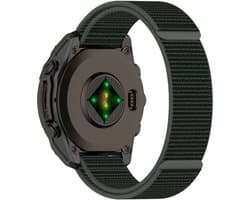Stravo Ultralicht Solo Nylon Sport bandje geschikt voor Garmin Fenix 5 (Plus) - Fenix 6 (Pro) - Fenix 7 (Pro-Sapphire-Solar) - Fenix E - Fenix 8 47mm - Epix Gen 2 47mm - Quatix 5-6-7 - nylon band voor Garmin smartwatches - Horlogebandje - Groen
