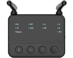 Bluetoolz® BT-B 310-YK | Vernieuwd model 2026 | Bluetooth 5.3 High Res Audio zender en ontvanger (aptxHD) | zwart | met Qualcomm CSR Chip | 2 jaar garantie | optical en AUX aansluitingen | Één van de meest stabiele in z'n soort! | Kwalificatie ****