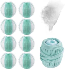 Dierenhaarverwijderset voor wasmachine, 8 stuks pluisballen en 1 wasbal, voor het verwijderen van hondenharen, herbruikbaar en duurzaam — thumbnail 1