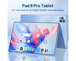 Mookes Pad 8 Pro Tablet 10.1 inch Android Global Snapdragon 8gen2 12GB 512GB10000 mah 5G Dual SIM WIFI HD Volledig Scherm - Blue