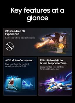 Samsung Odyssey 3D G90XF - 3D Monitor - 27'' IPS - 3840x2160 4K - 165 Hz - 1 ms - 300 cd/m² - 1x DisplayPort, 2x HDMI - HDR10, HDR10+ - G-Sync Compatible, FreeSync Premium - Zilver — thumbnail 7
