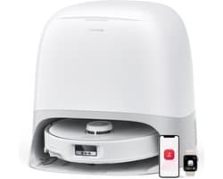 Roborock Qrevo Curv – Robotstofzuiger met dweilfunctie – 18500 Pa zuigkracht – Zelfreinigend dock & AI-navigatie – Dual Anti-Tangle-systeem – AdaptiLift-chassis – 75 ℃ warmwater mopwas – Intelligente vuildetectie & spraakassistent – Wit