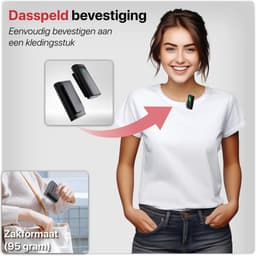 Draadloze Microfoon Set met Wind Filter - Noise Reduction - Geschikt voor iPhone & Android - 2 Stuks - Microfoon met Oplaadcase - Voor Vlog, Podcast, Stream, Interview, Laptop, Computer, Tablet, Telefoon — thumbnail 4
