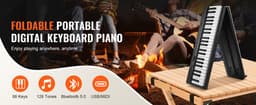 88-toets Opvouwbaar Pianoklavier, Met Bluetooth en MIDI, 128 Standaardtonen, LED-Display, Draagbaar, Multifunctioneel — thumbnail 5