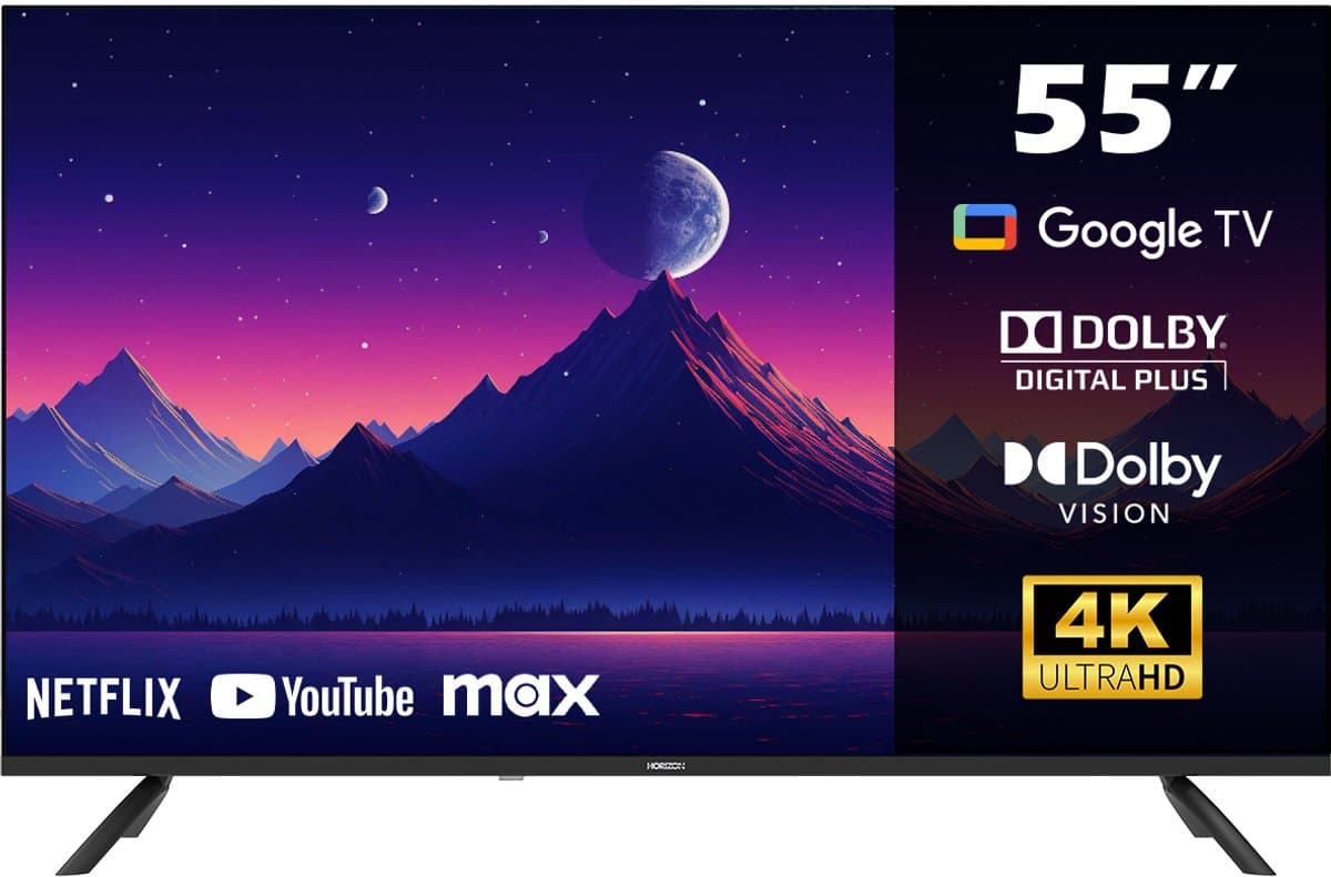 Horizon Smart TV 55 inch - 4K ULTRA HD LED Televisie - XT Line - Google TV WiFi - Voice Assistant - Frameless Slim Design — afbeelding 1