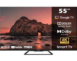Horizon Smart TV 55 inch QLED - 4K ULTRA HD Televisie - XT Line - Google TV WiFi - Voice Assistant - Frameless Slim Design