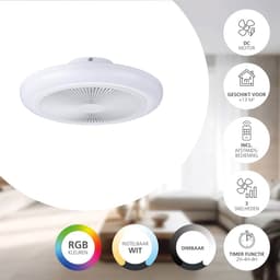 EGLO Sayulita 1 Plafondlamp met ventilator - 46 cm - RGB en Instelbaar wit licht - DC-energy saving - Wit - Dimbaar - 3 Standen — thumbnail 5