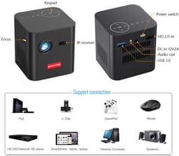 BYINTEK P19 – Portable Video Projector – 3D – Android 9.0 – WiFi & Bluetooth – 7800mAh Batterij – Tot 200 Inch Projectie — thumbnail 5