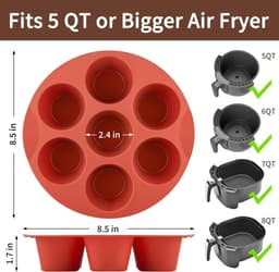 2 stuks - siliconen muffinvormen - bak mal - siliconen bakvorm - taart bakvorm - broodbakvorm - geschikt voor airfryer - anti aanbakvorm voor 7 cups - bakvorm voor muffins , cupcakes , taarten , brood - 20*20 cm - rood — thumbnail 5